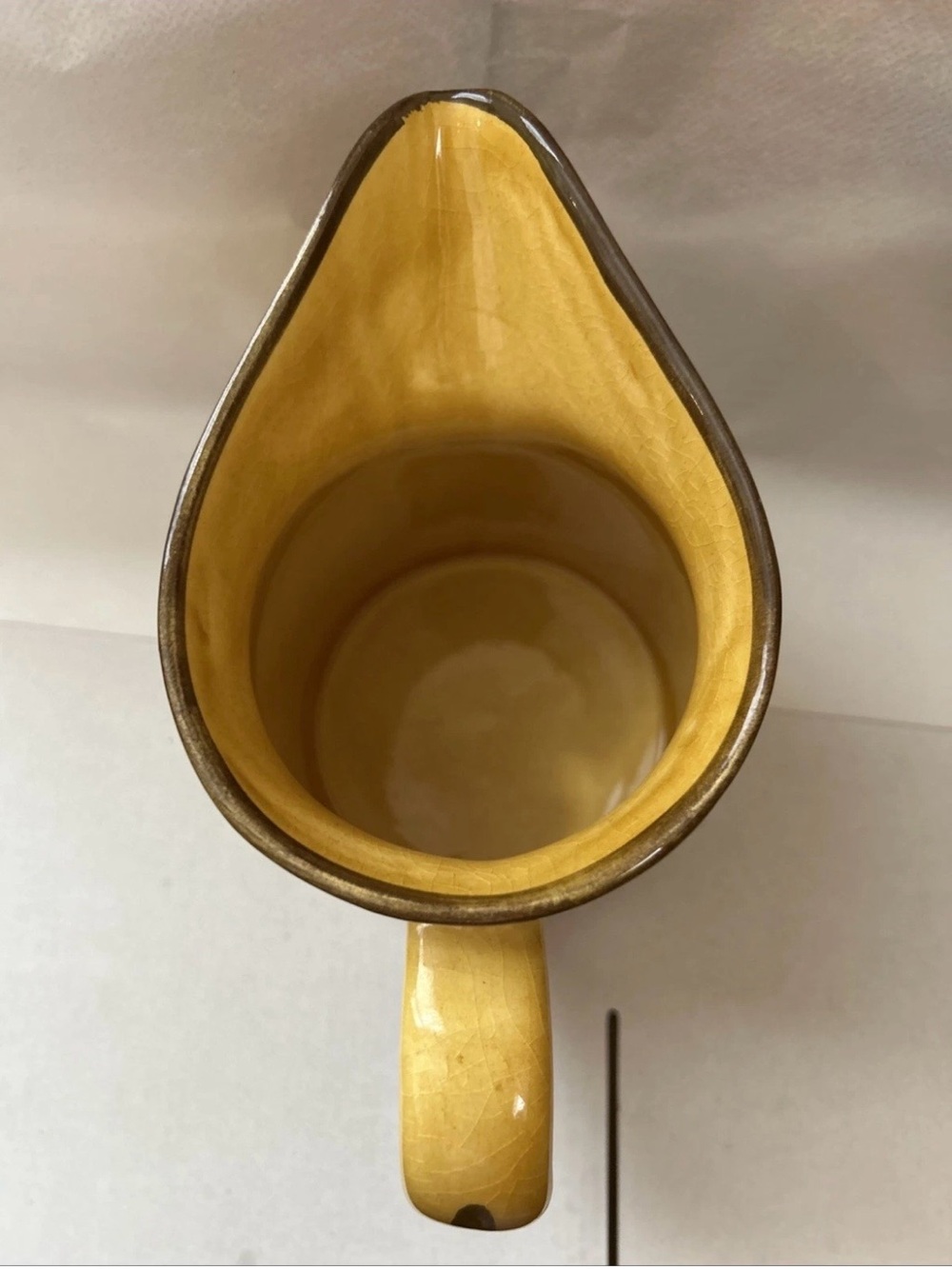 Yellow Ceramic Pitcher with Fruit and Bow Motif - Picture 4 of 10